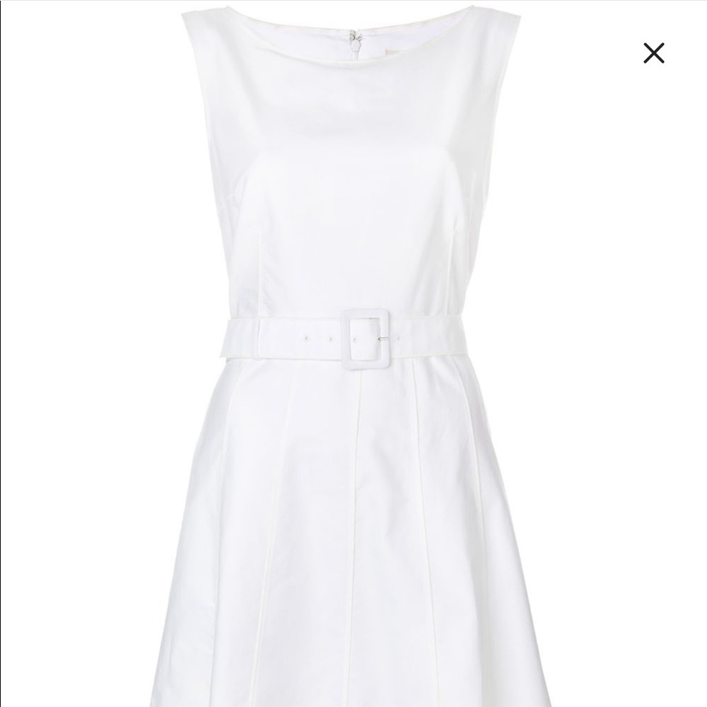 Marc Jacobs White Mid-Length Pleated Belted Dress